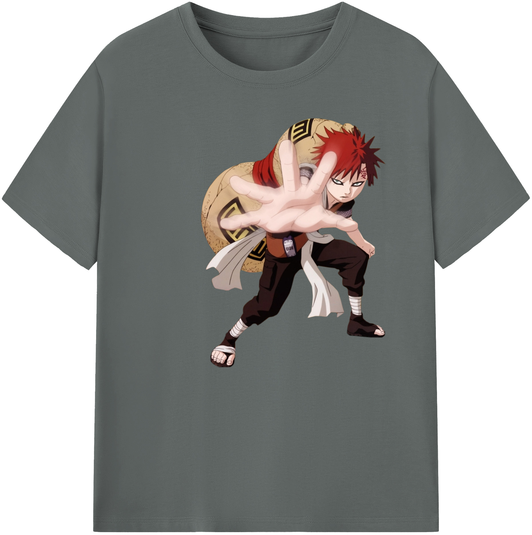 （画像用） NARUTO -ナルト- ガアラ Gaara 綿100％ メンズ半袖Tシャツ｜肌触りやわらか＆通気性